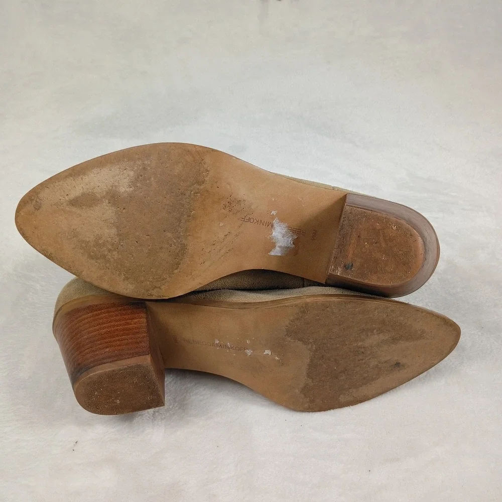 Rebecca Minkoff Suede Cut Out Studded Ankle Boots Tan Sand Womens 9.5 M